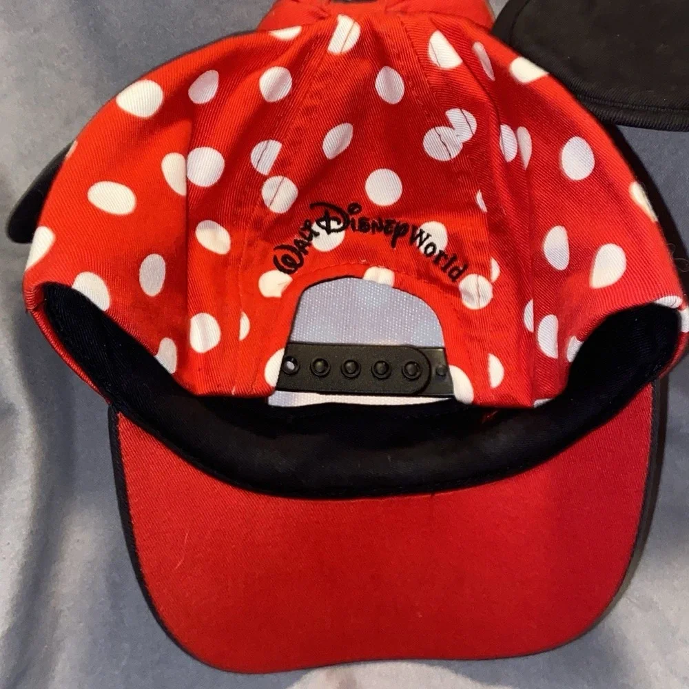 Minnie Mouse Ears Baseball Hat Girls Youth Red Polka Dot with Bow Disney Parks
